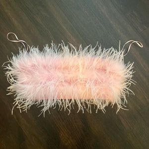 Fashion Nova- light pink feather tube top size medium.